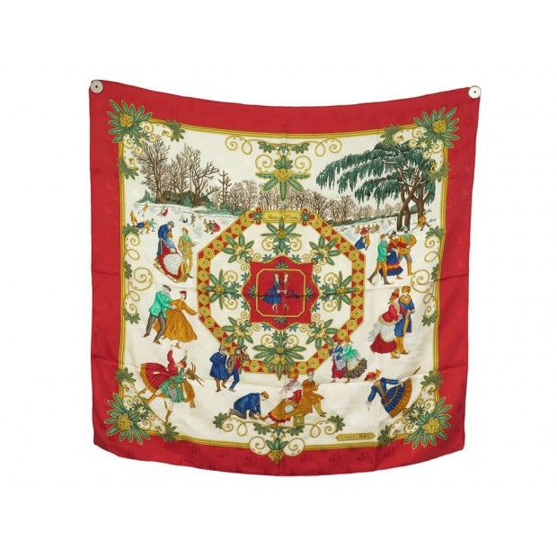 FOULARD HERMES JOIES D'HIVER METZ CARRE 90 SOIE BROCHEE JACQUARD SILK SCARF 495€