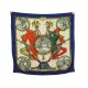 FOULARD HERMES NAPOLEON EN SOIE BROCHEE JACQUARD BLEU CARRE 90 SILK SCARF 460€