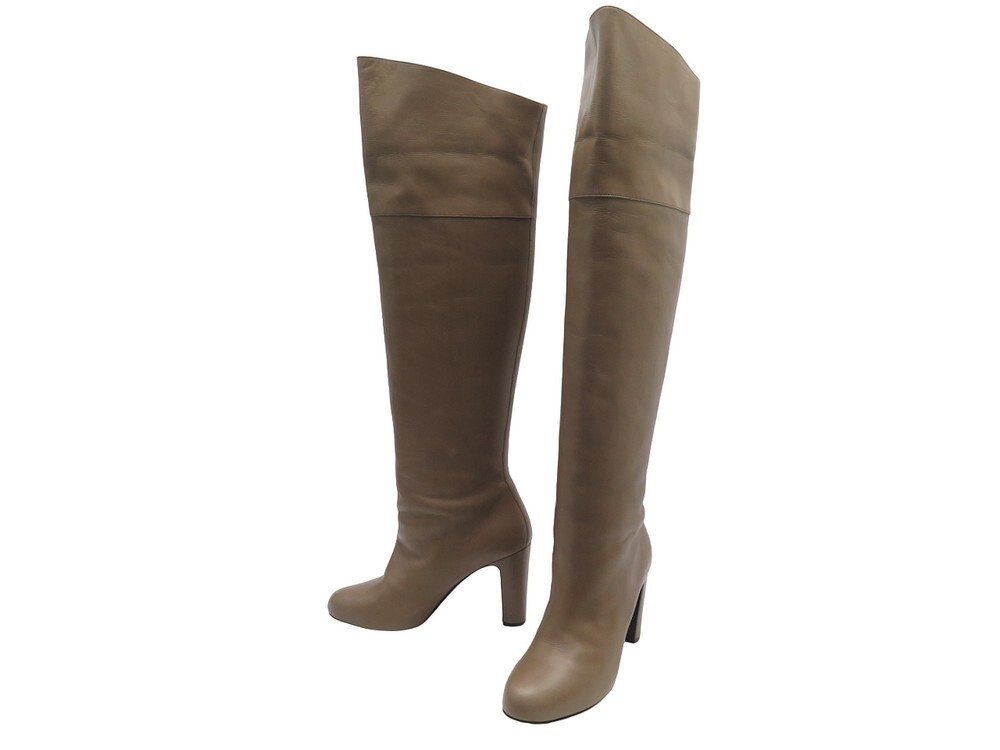 chaussures hermes bottes cuissardes 40 cuir taupe