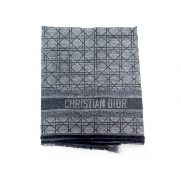 NEUF CHALE DIOR CANNAGE 21CAN140IPR1 CACHEMIRE & LIN ANTHRACITE BOITE SHAWL 870€