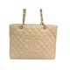 SAC A MAIN CHANEL SHOPPING LOGO CC CUIR CAVIAR BEIGE LEATHER HANDBAG PURSE 6000€