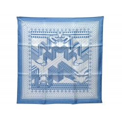 NEUF FOULARD HERMES HERMES SANGLES EN ZIGZAG BANDANA CARRE 55 SOIE SCARF 220€