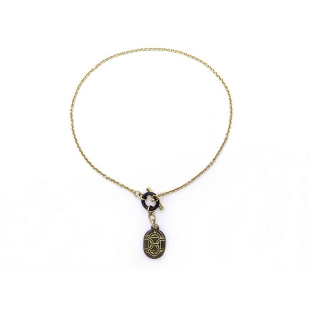 NEUF COLLIER HERMES PENDENTIF CHAINE D'ANCRE H057132FD01 41 CORNE NECKLACE 400€