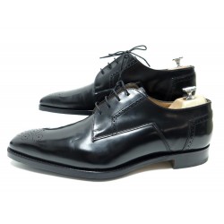 NEUF CHAUSSURES JOSEPH CHEANEY EWAN 10 44 DERBY BOUT FLEURI CUIR NOIR SHOES 470€