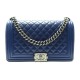 NEUF SAC A MAIN CHANEL GRAND BOY CUIR MATELASSE BLEU BANDOULIERE HAND BAG 6700€