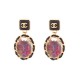 NEUF BOUCLES D'OREILLES CHANEL PENDANTES CABOCHON & TWEED NEW EARRINGS 1100€