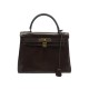 VINTAGE SAC A MAIN HERMES KELLY 28 RETOURNE EN CUIR BOX MARRON 1970 LEATHER BAG