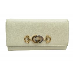 PORTEFEUILLE GUCCI ZUMI 573612 EN CUIR GRAINE ECRU PORTE MONNAIE WALLET 680€