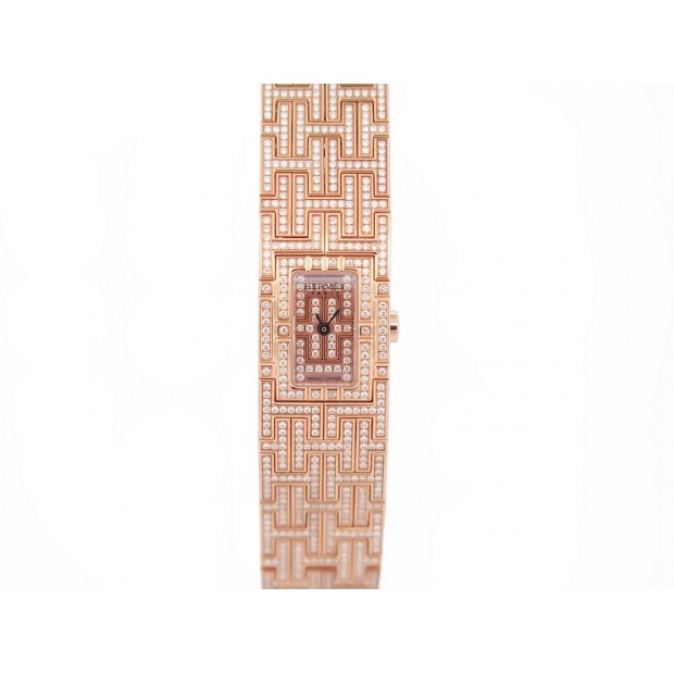 NEUF MONTRE HERMES KILIM KL1 272 17 MM QUARTZ OR ROSE 18K DIAMANTS WATCH 54500€