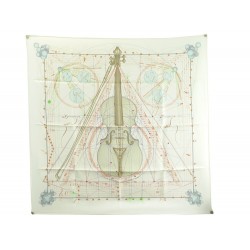 FOULARD HERMES LA MUSIQUE DES SPHERES ZOE PAUWELS SOIE ECRU + BOITE SCARF