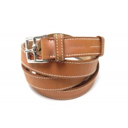 CEINTURE HERMES ETRIVIERE DOUBLE TOUR T156 80 CUIR BARENIA MARRON 