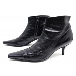 CHAUSSURES CHANEL 39 BOTTINES EN CUIR NOIR BLACK LEATHER SHOES BOOTS 850€