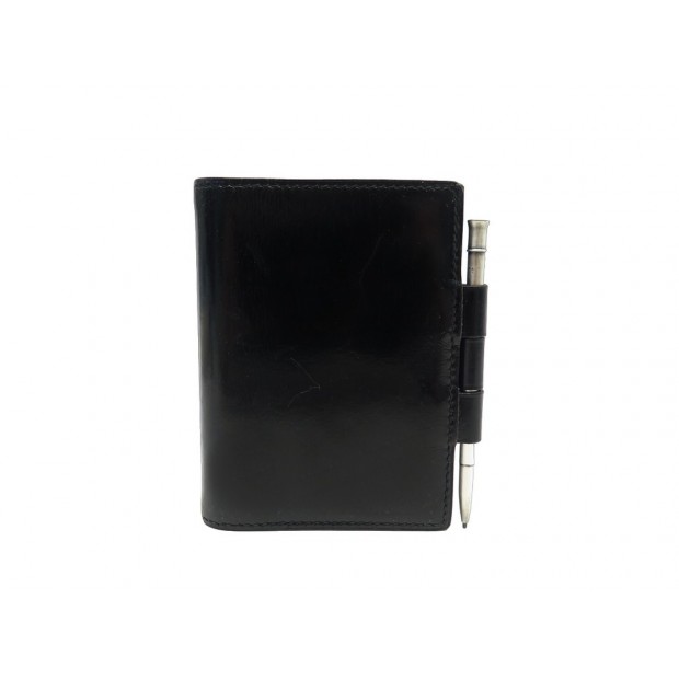 VINTAGE PORTE AGENDA HERMES COUVERTURE CUIR BOX NOIR ET STYLO DIARY HOLDER 435€