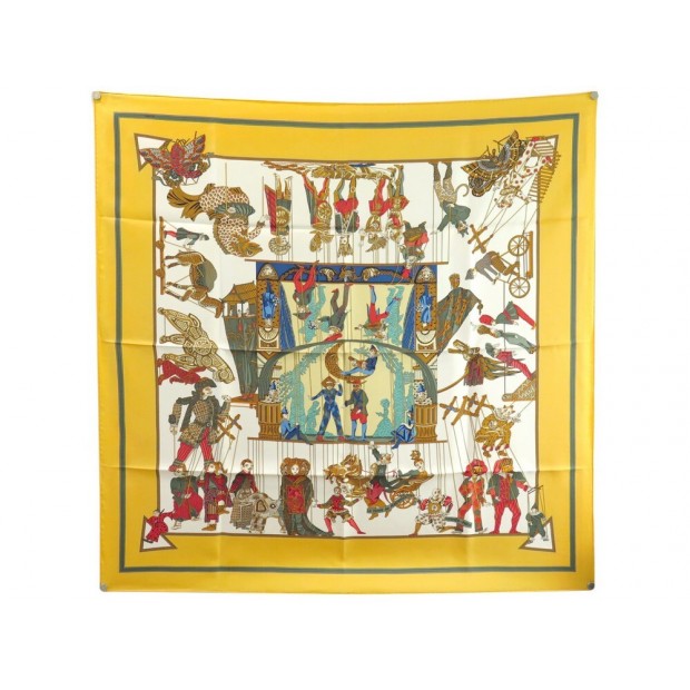 NEUF FOULARD HERMES LE TEMPS DES MARIONNETTES FAIVRE SOIE CARRE 90 SCARF 495€