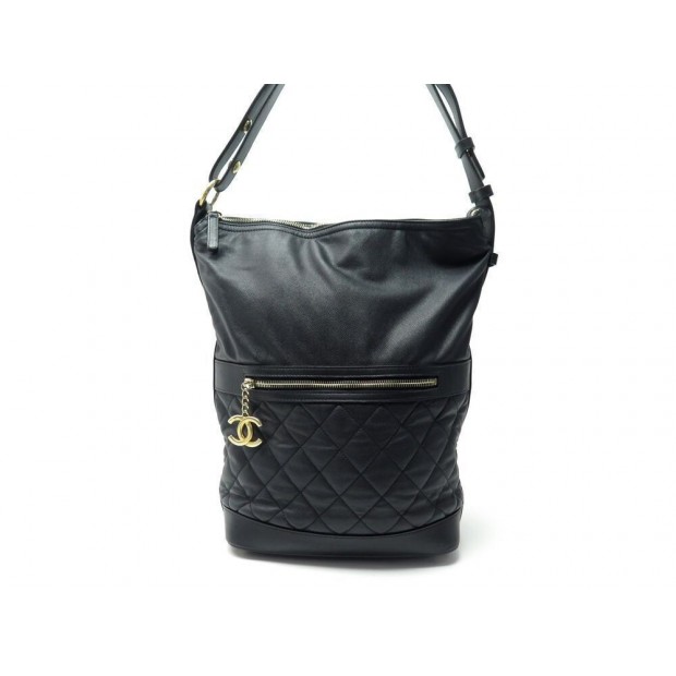 SAC A MAIN CHANEL HOBO A57966 SEAU EN CUIR CAVIAR MATELASSE NOIR HAND BAG 5500€