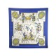 VINTAGE FOULARD HERMES PUZZLE 1971 JOACHIM METZ CARRE EN SOIE BLEUE SCARF 495€