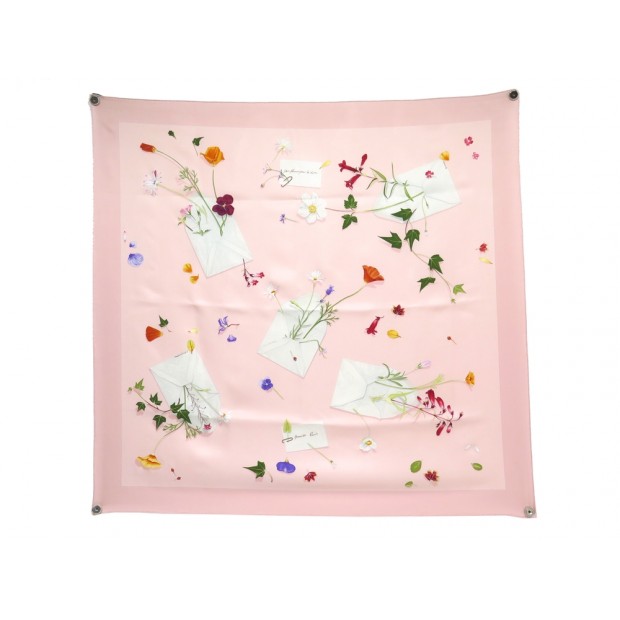 FOULARD HERMES DES FLEURS POUR LE DIRE CARRE 90 SOIE ROSE PINK SILK SCARF 495€