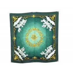 VINTAGE FOULARD HERMES COSMOS PHILIPPE LEDOUX CARRE EN SOIE VERT SILK SCARF 350€