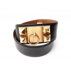 CEINTURE HERMES COLLIER DE CHIEN MEDOR T 70 EN CUIR BOX NOIR BLACK BELT 1730€