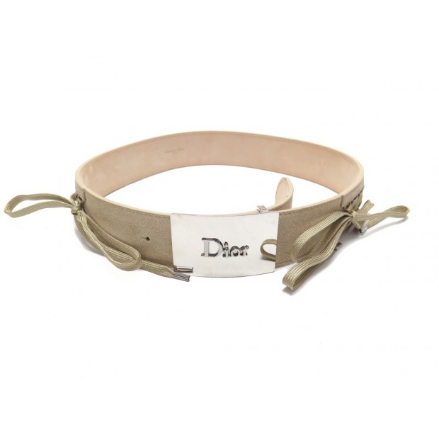 NEUF CEINTURE CHRISTIAN DIOR LACETS CORSAGE CORSET 80 DAIM BEIGE SUEDE BELT 630€