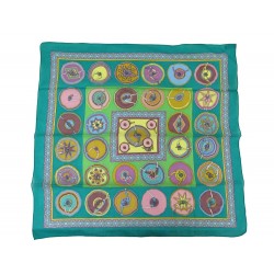 NEUF FOULARD HERMES BELLES DU MEXIQUE V. JAMIN CARRE 65 EN COTON VERT SCARF 280€