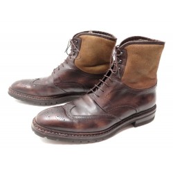 CHAUSSURES SANTONI BOTTINES FOURREES 44.5 45 BOTTILLONS SHEARLING BOOTS 950€