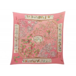 FOULARD HERMES NEIGE D'ANTAN CATHY LATHAM CARRE PLISSE EN SOIE ROSE SCARF 350€