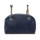 NEUF SAC A MAIN CHANEL BOWLING CUIR CHEVRON A92091 BLEU MARINE HAND BAG 6500€