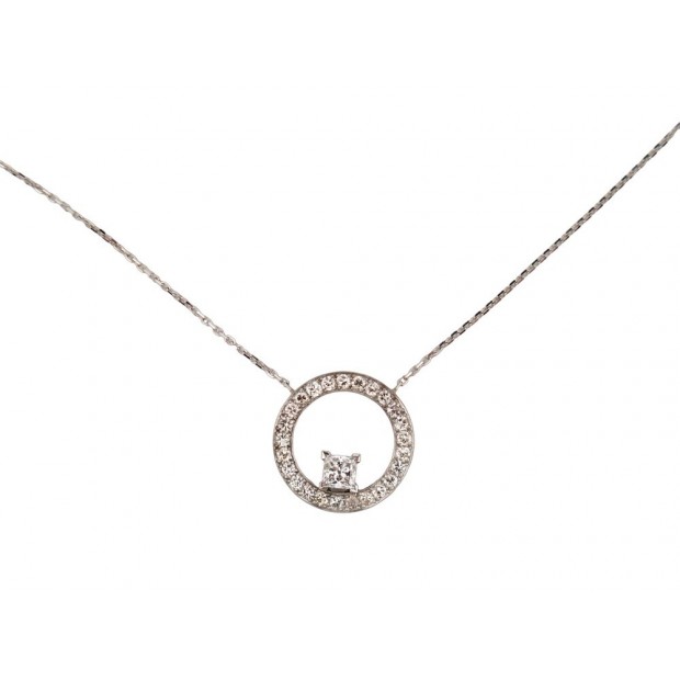 COLLIER DIAMANCE EN OR BLANC 18K 26 DIAMANTS PRINCESSE 0.95CT NECKLACE 2100€