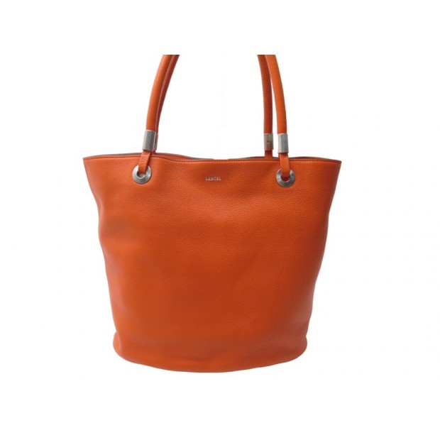 NEUF SAC A MAIN LANCEL FLORE CABAS A07115 CUIR GRAINE ORANGE PURSE HANDBAG 595€