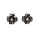 BOUCLES D'OREILLES CHANEL CAMELIA METAL ARGENTE & LAQUE NOIR STEEL EARRINGS 690€