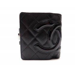 PORTEFEUILLE CHANEL CAMBON LOGO CC COMPACT EN CUIR NOIR BOITE BLACK WALLET 630€