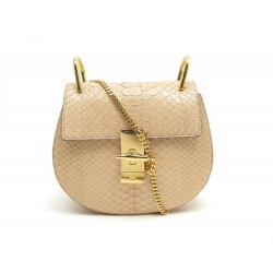 NEUF SAC A MAIN CHLOE MINI DREW EN CUIR PYTHON BEIGE BANDOULIERE HAND BAG 2000€