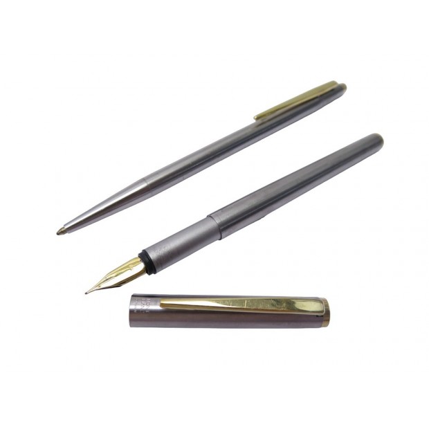 LOT PARURE MONTBLANC STYLO NOBLESSE BILLE & PLUME ACIER BROSSE PEN SET 805€