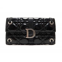 PORTEFEUILLE CHRISTIAN DIOR LADY EN CUIR NOIR VERNI MATELASSE BLACK WALLET 550€