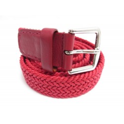 NEUF CEINTURE LORO PIANA CANAPA FAA1536 T 100 EN COTON ROUGE + SAC RED BELT 350€