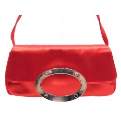 SAC A MAIN SERGIO ROSSI POCHETTE DE SOIREE EN SATIN ROUGE CLUTCH HAND BAG 450€