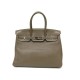 SAC A MAIN HERMES BIRKIN 35 CUIR CLEMENCE ETOUPE ACIER PALLADIE HAND BAG PURSE