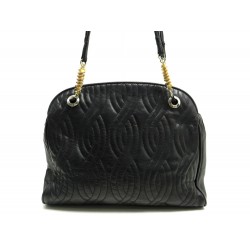 VINTAGE SAC A MAIN FENDI PASTA BANDOULIERE EN CUIR MATELASSE NOIR QUILTED PURSE