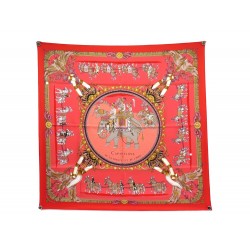 NEUF FOULARD HERMES CARAPACONS DE LA FRANCE ET L'INDE ROUGE 90 SILK SCARF 495€