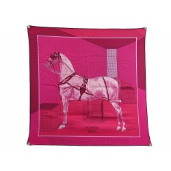 FOULARD HERMES CHEVAL H ANAMORPHEE CARRE 70 CM EN SOIE ROSE SILK SCARF 375€