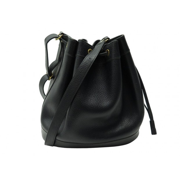 sac a main hermes market seau cuir noir