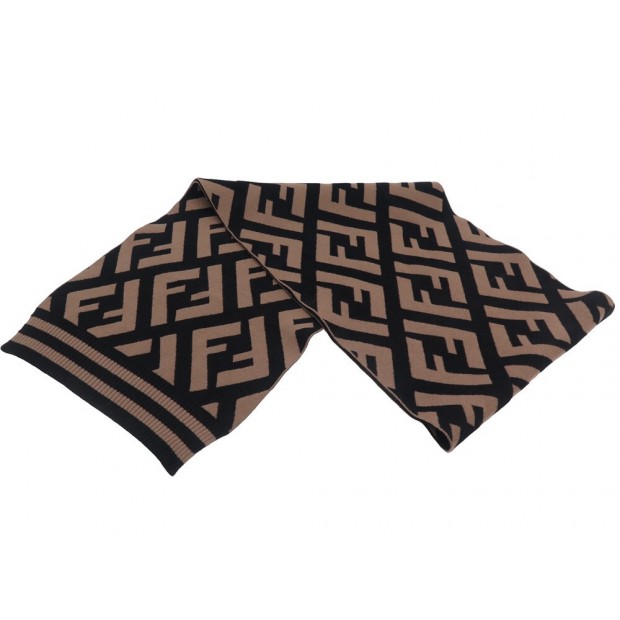 NEUF ECHARPE FENDI MONOGRAMME FF FXT251 EN LAINE BICOLORE NEW WOOL SCARF 550€