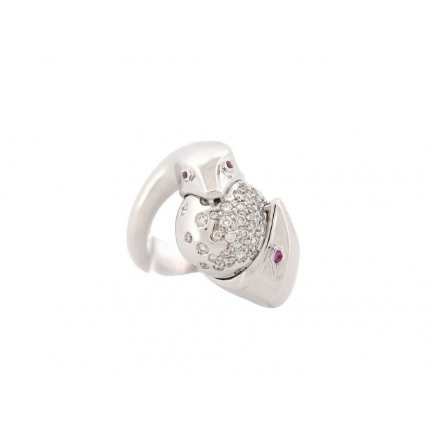 NEUF BAGUE BOUCHERON TROUBLE T51 OR BLANC 18K DIAMANTS 1.05CT RUBIS RING 4100€