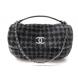 SAC A MAIN CHANEL TIMELESS 43 CM EN TWEED GRIS BANDOULIERE HAND BAG PURSE 3500€