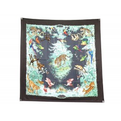 FOULARD HERMES EQUATEUR ROBERT DALLET SOIE MARRON CARRE 90 BROWN SILK SCARF 495€