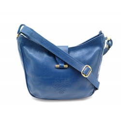 SAC A MAIN LANCEL EN CUIR BLEU PORTE BANDOULIERE BLUE LEATHER HAND BAG PURSE