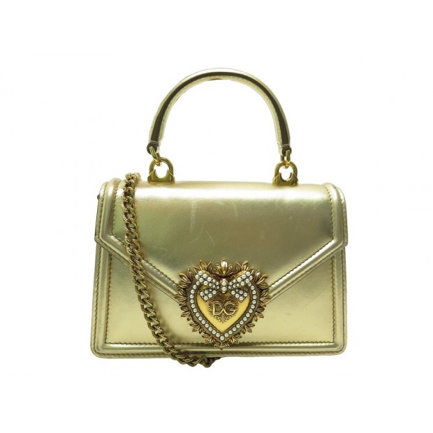 SAC A MAIN DOLCE & GABBANA DEVOTION PM BB6711 CUIR DORE POCHETTE HAND BAG 1950€