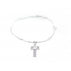 BRACELET DIOR EN METAL ARGENTE & STRASS CROIX BIJOU CROSS SILVERED JEWEL 230€