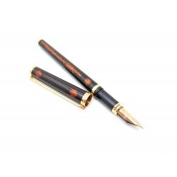 NEUF STYLO PLUME ST DUPONT EN LAQUE DE CHINE MARRON PAILLETTES FOUNTAIN PEN 460€